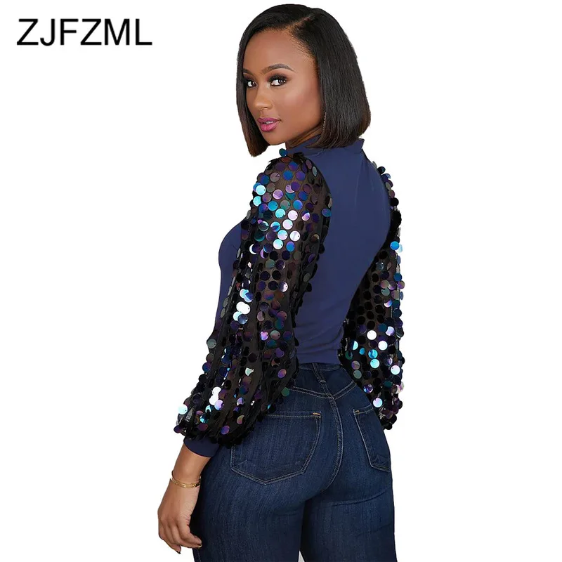 Кроп Топ женский составного кроя с блестками пикантная водолазка бандажная