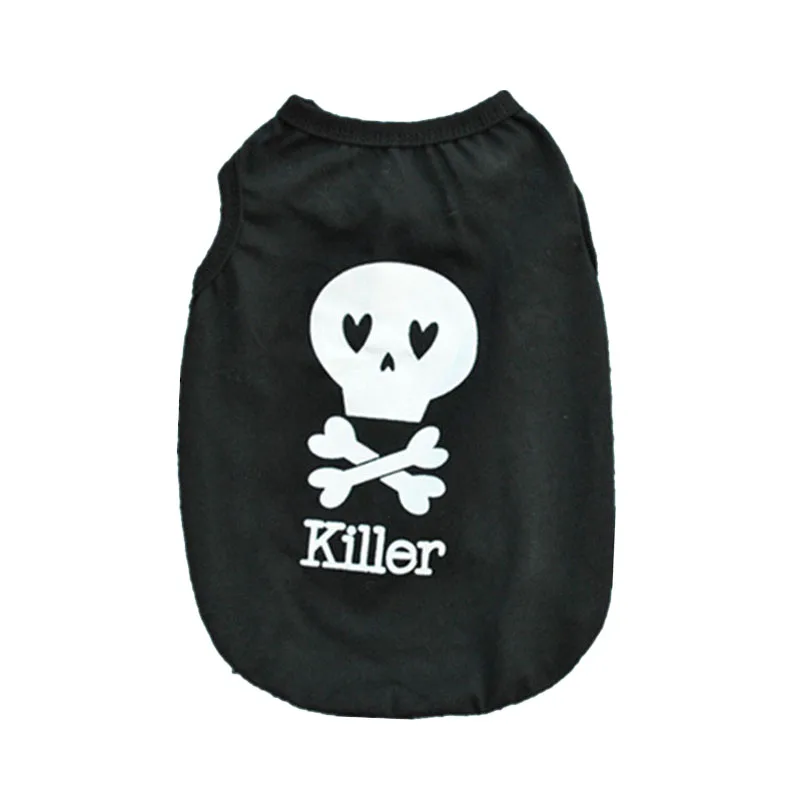 Black Killer Pawstrip XS-L жилет для собак, летняя одежда для собак, черные футболки для маленьких собак, чихуахуа, Йоркского мопса, жилет для кошек, костюм - Цвет: Black Killer