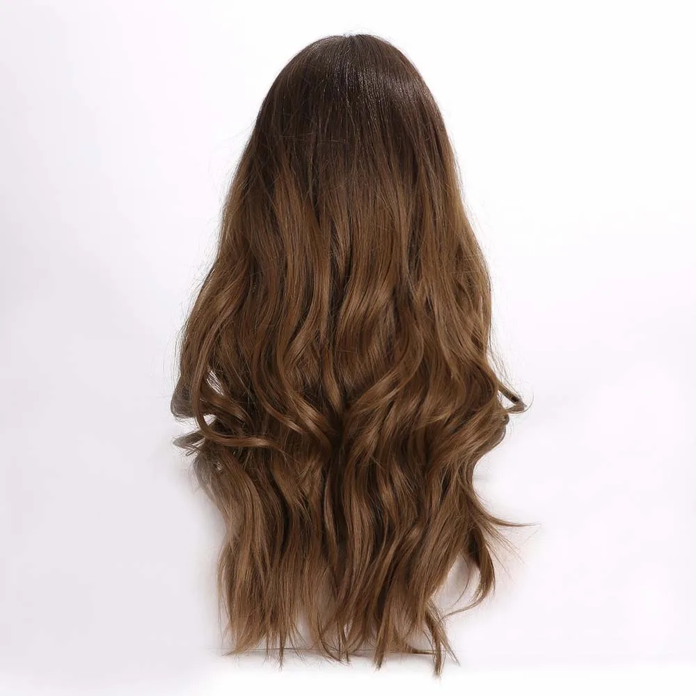 Длинные шелковистые Волнистые кружевные парики Омбре коричневые Передние