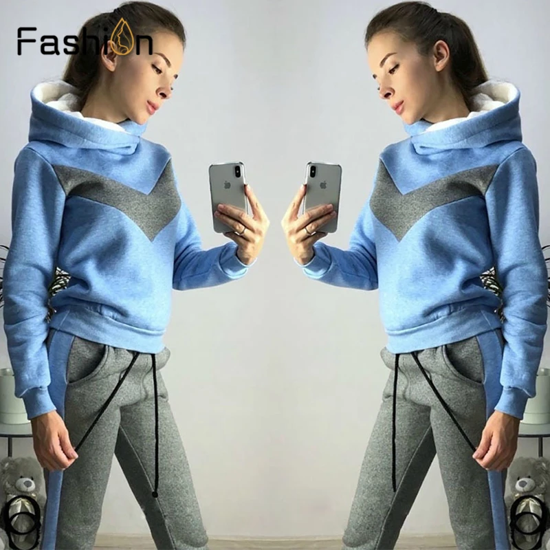 2019 зимние спортивные костюмы с капюшоном Женская Спортивная одежда для бега