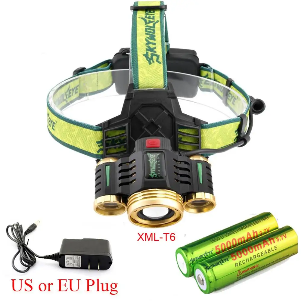 

Zoomable 8000 Lumens LED Headlamp 3x XM-L T6 Waterproof 4 Modes Head lamp Torch light for 18650 Rechargeable Battery