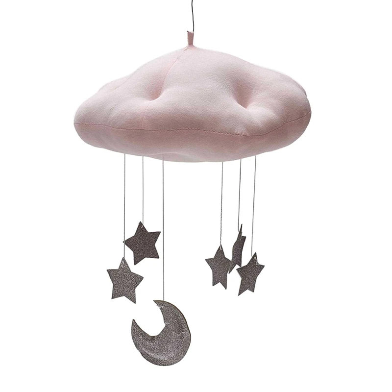 Pink and Sliver Украшение для детской кроватки с облаком, звездой, луной, декором для детской комнаты, хлопковое подвесное украшение для детской комнаты, Детский Комплект постельного белья - Цвет: Pink and Sliver