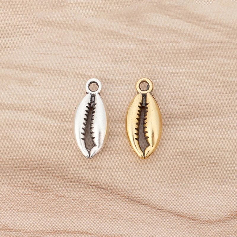 50 штук золотой тон Cowrie Shell Очаровательные Подвески для бус ювелирных изделий