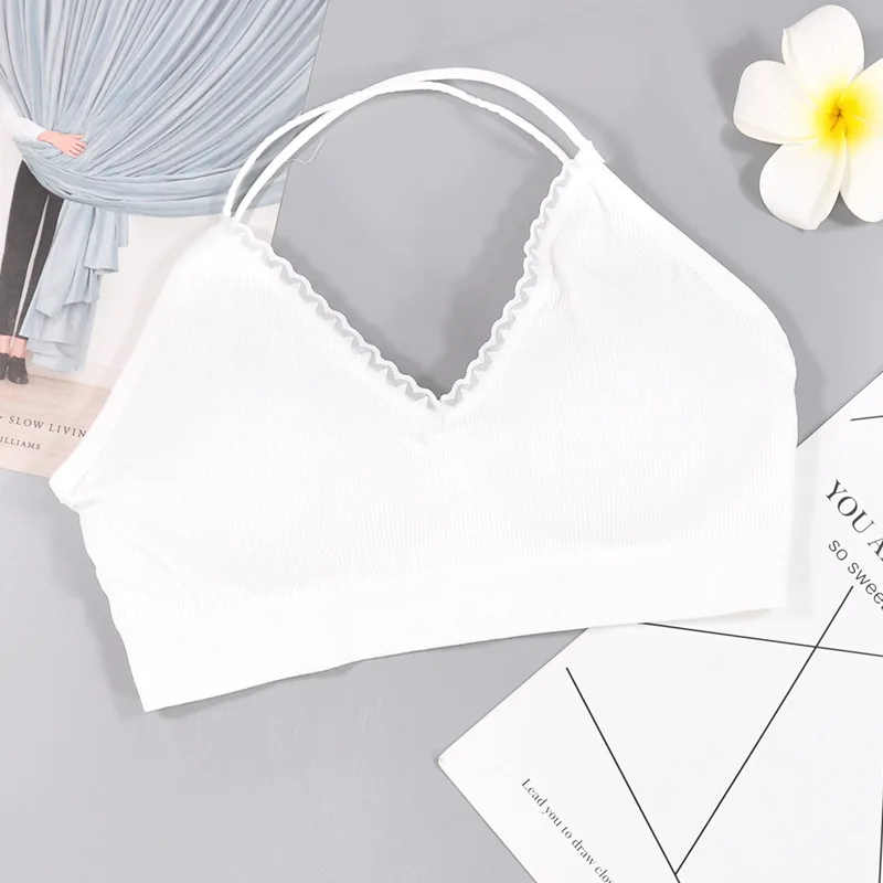 

Sexy Solid Sports Bras for Women Cross Straps Breathable Bralette Push Up Wire Free Lingerie Crop Tops Girls Sports Brassiere
