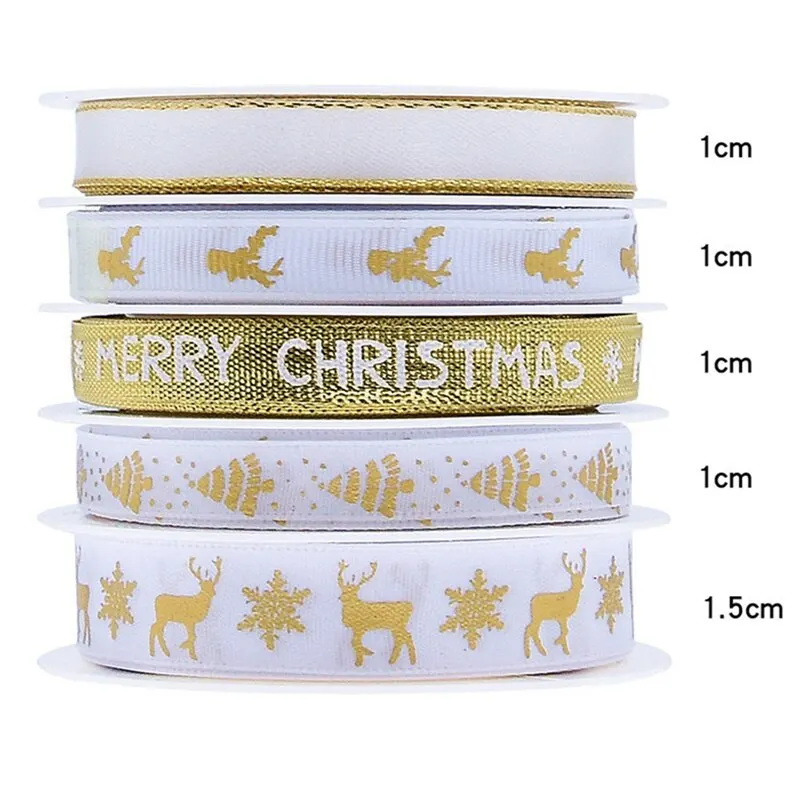 

2020 Christmas Printing Ribbon Set Holiday Decoration Gift Box Packaging Ribbon Ribbon Packaging Box Supplies Bow