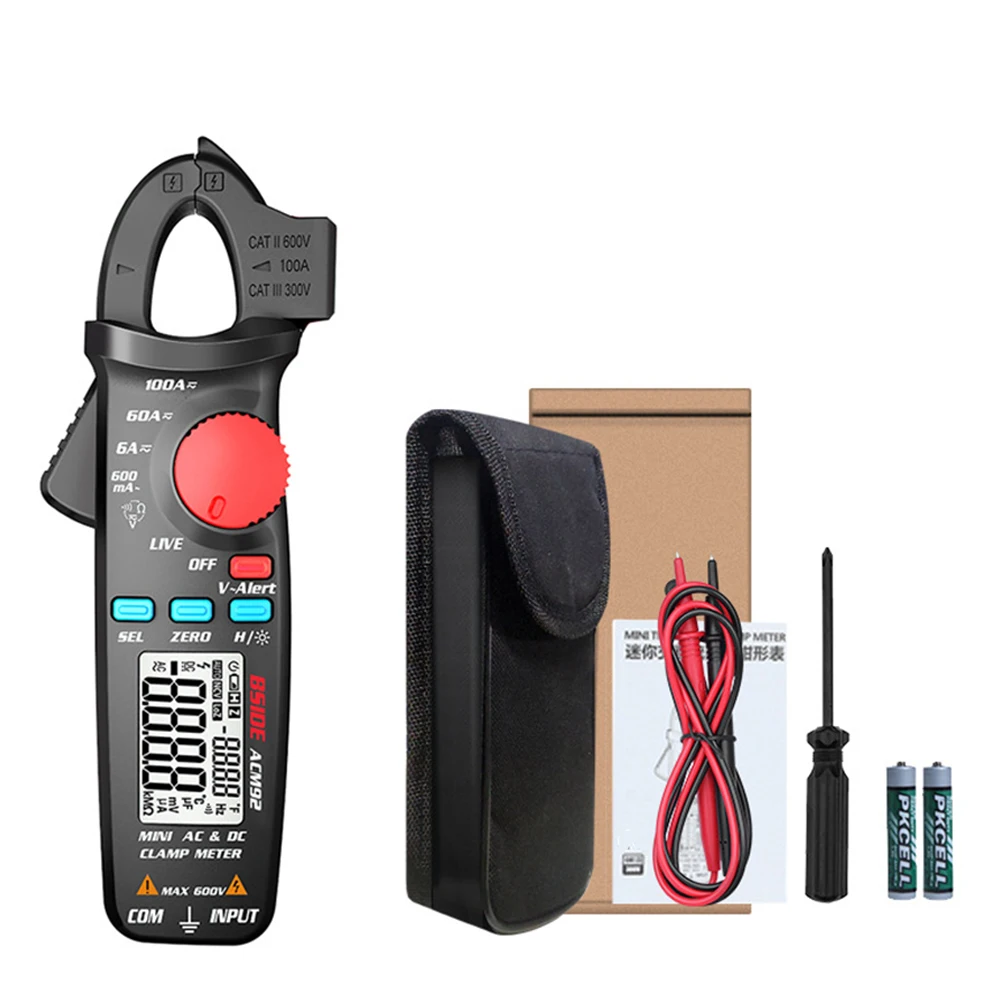 

BSIDE Digital Clamp Meter DC/AC Current 100A 0.1/1mA Car Repair Ammeter Voltage Resistance Hz V-Alert Continuity Tester