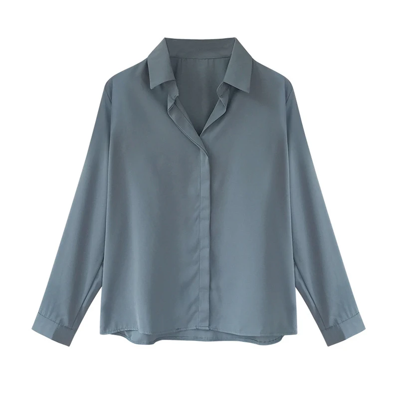 

Shirt Women's Summer 2021 New Fashion Loose Long-Sleeved V-Neck Chiffon Shirt Office Casual Dress Shirt Plus Size Shirt