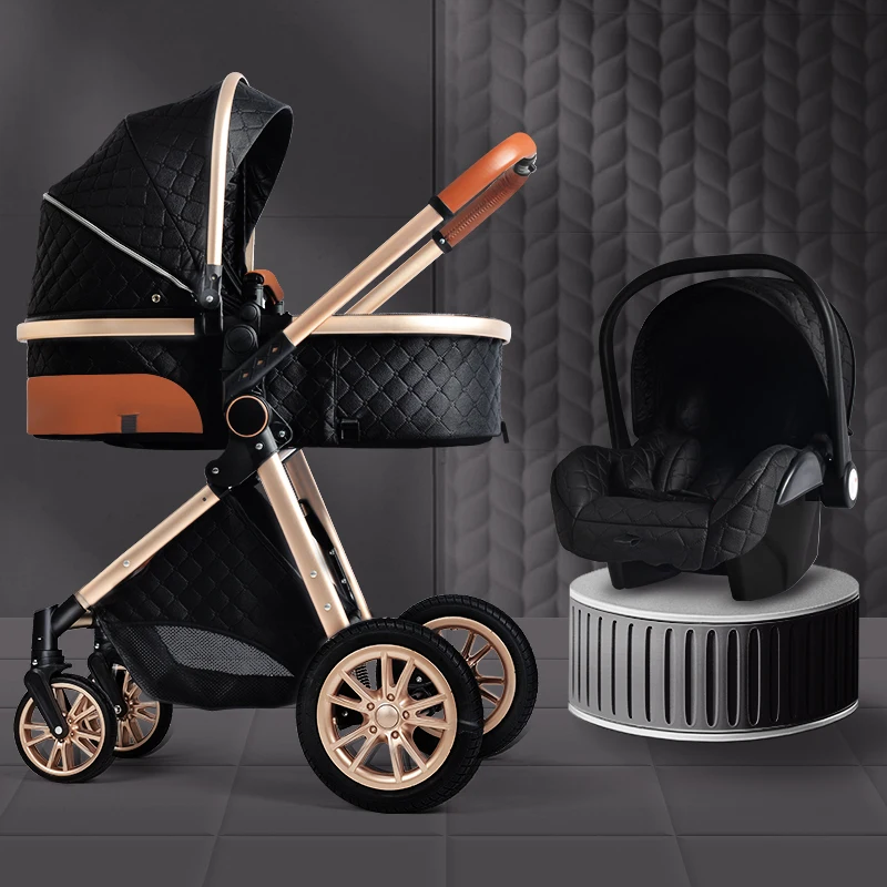 

2020 Luxury Baby Stroller 3 in 1 with Car Seat Portable Reversible High Landscape Baby Stroller Hot Mom Stroller Travel Pram