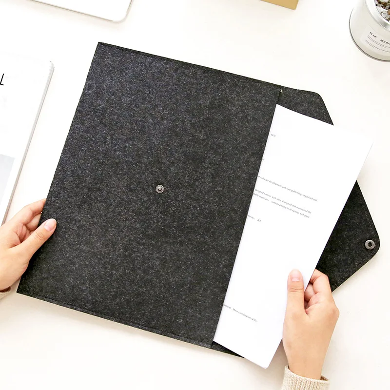 

Felt A4 File Bag Portfolio Briefcase Meeting Information Policy Storage Bag Snap Closure Folder Custom Logo