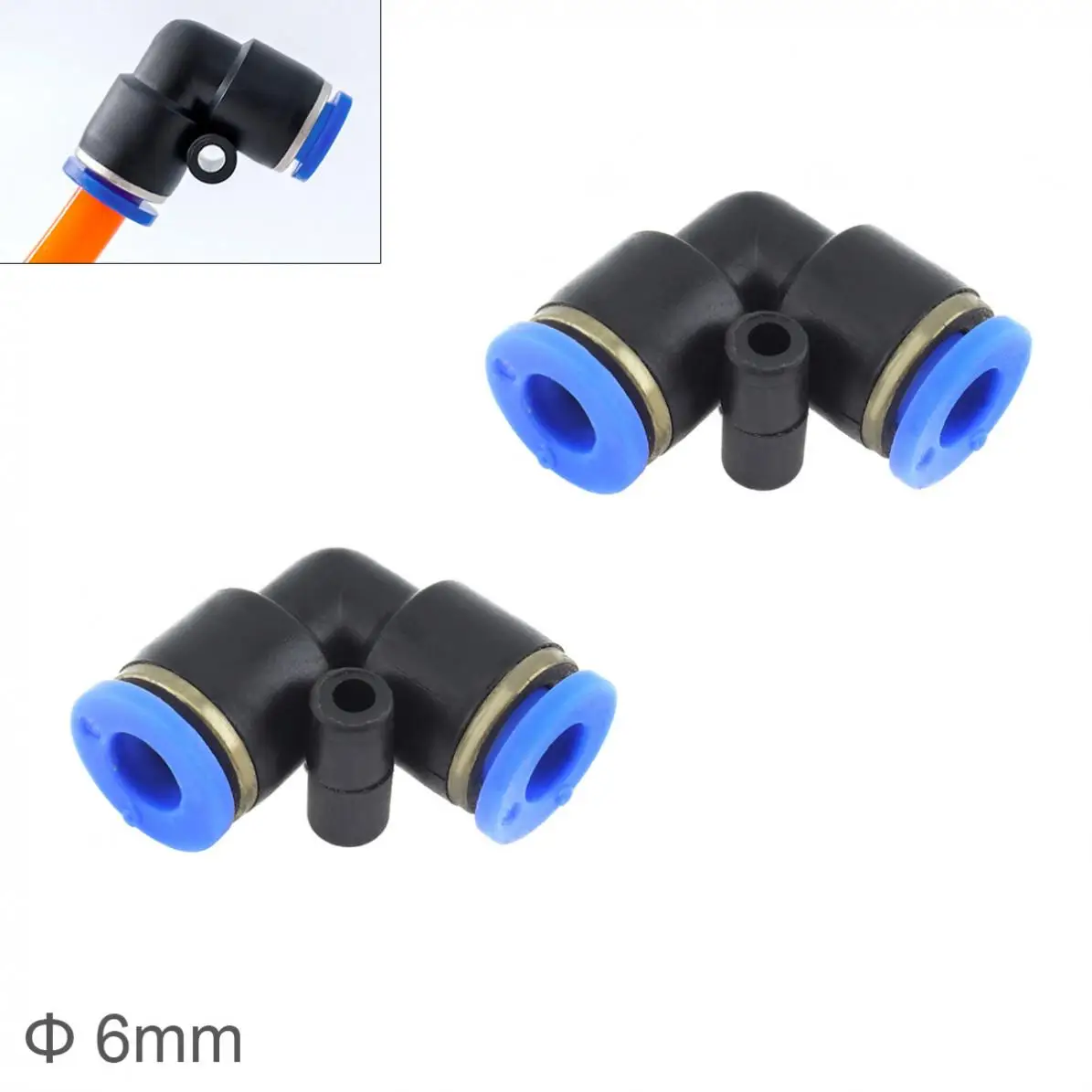 2 шт Воздушная трубка 6 мм l образный локоть пластиковый двухсторонний