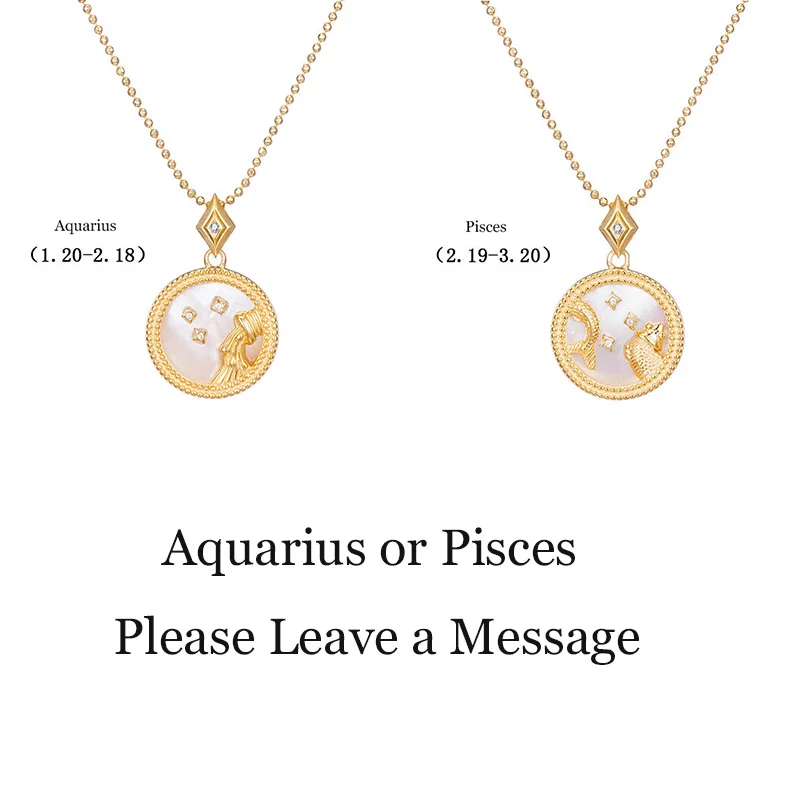 WhiteAquarius-Pisces Leouerry 925 пробы Серебряное 12 ожерелье Созвездие эксклюзивный фритиллярный/синий песчаник зодиакальные ожерелья для женщин - Цвет камня: WhiteAquarius-Pisces