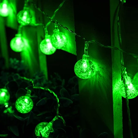 Green 2,5 см Большой Хрустальный шар 1 м/2 м/3 м/5 м/10 м светодиодная гирлянда Сказочный светильник на батарейках Рождественский праздник свадебное украшение светильник s - Испускаемый цвет: Green