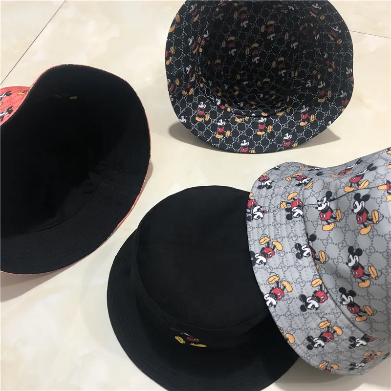 disney mickey cartoon cotton female double sided cap fisherman hat sun shading hat birthday gifts free global shipping