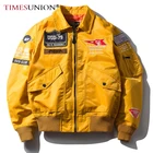 Весна осень мужские куртки тонкий армия зеленый мотоцикл ма-1 авиатор пилот воздуха мужчины бомбардировщик куртка вышивка лацкан все матч