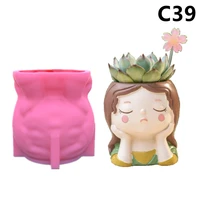 cute girl succulent flower pot silicone mold scented stone ornaments homemade ashtray flower pot handicraft gift homemade