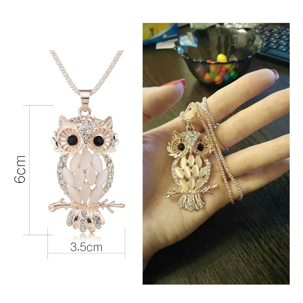 Стильный галантный сверкающий кристалл Сова очаровательное Flossy ожерелье s& Кулоны ожерелье для женщин M099