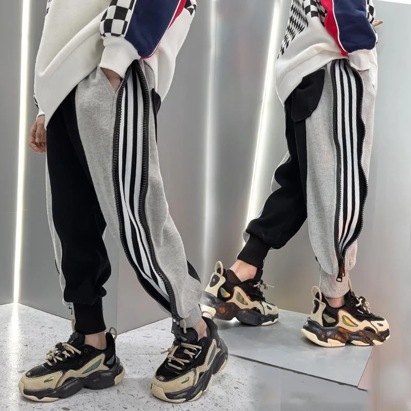 Брюки для мальчиков Модные Полосатые повседневные штаны на весну осень детские