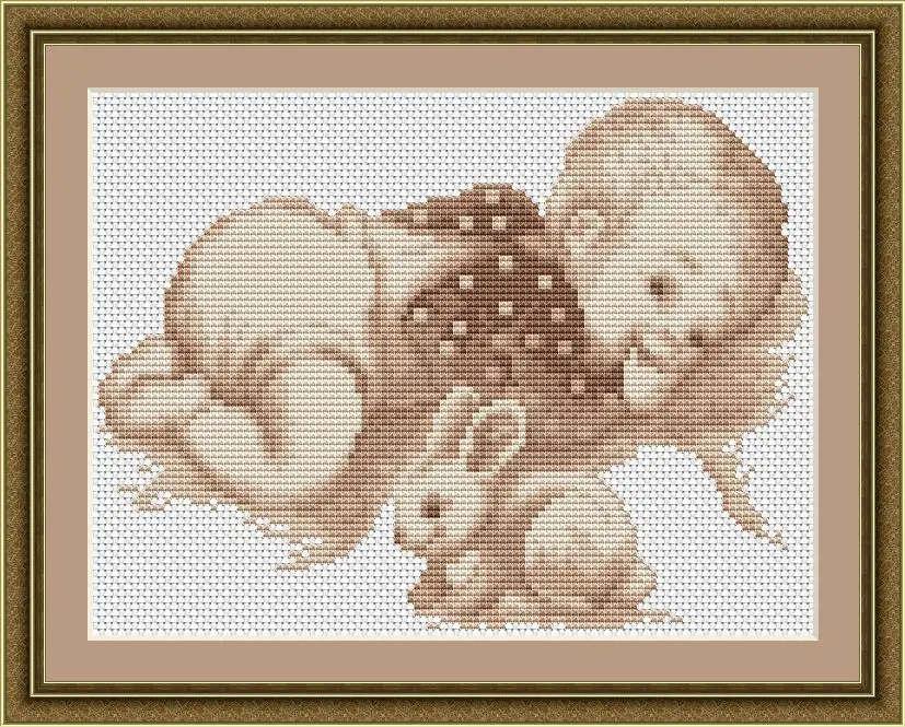 

Cute baby with bunny kid Cartoons Sewing Kit Embroidery Needlework 14CT Unprinted Cross Stitch Kits DIY Handmade Art Home Decor