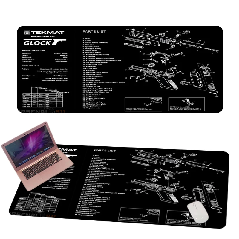 

Модный большой игровой коврик для мыши с рисунком пистолета, клавиатура с фиксирующим краем, XL, компьютерный натуральный резиновый пользов...