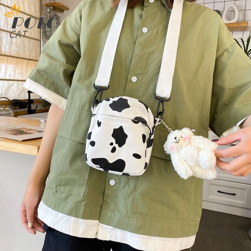 Сумка-мессенджер Женская холщовая модный простой однотонный саквояж на плечо