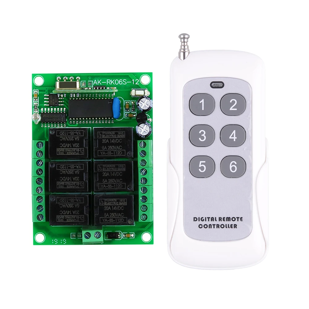 DC 12V 24V 36V 6 канальный РЧ Беспроводной переключатель системы дистанционного