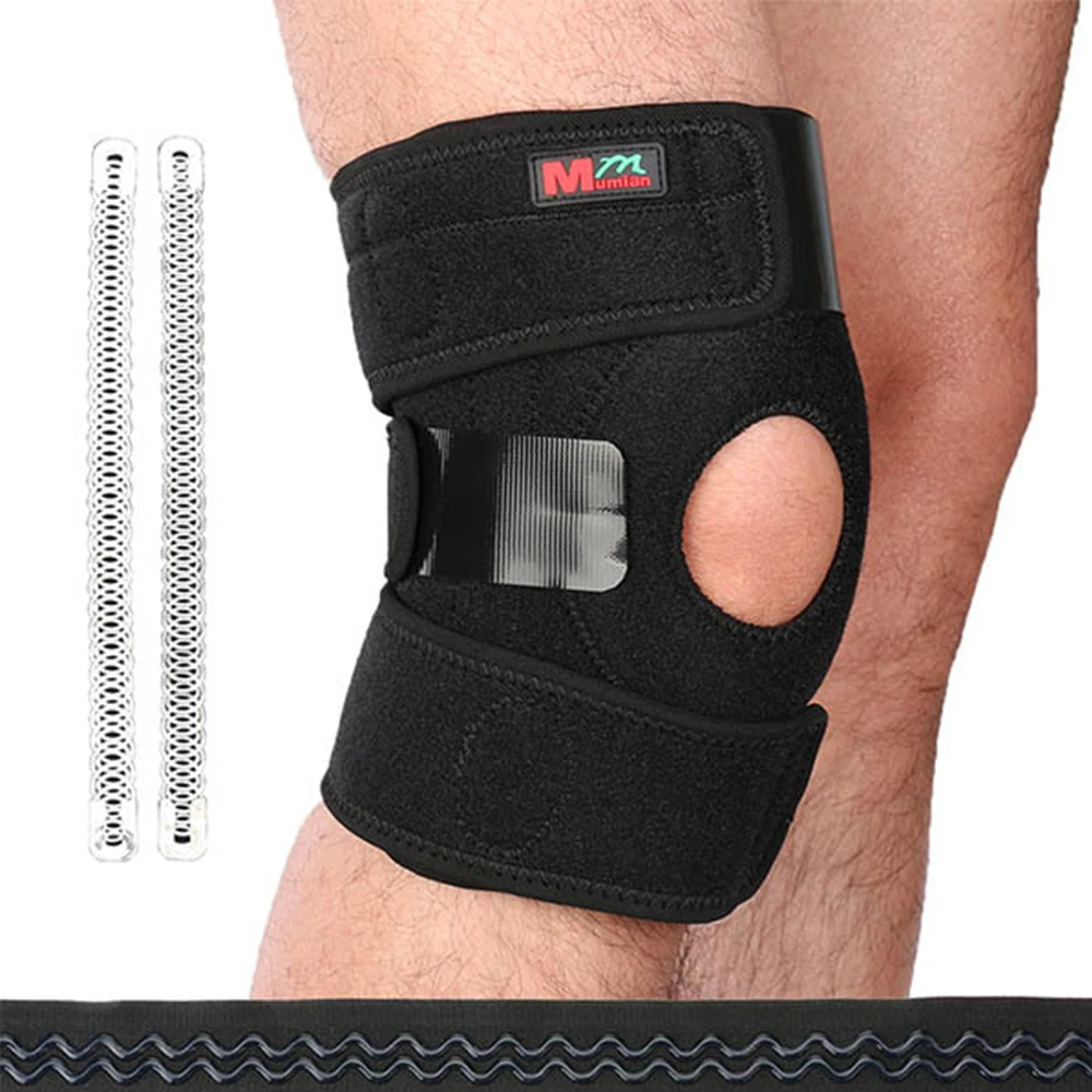 

2 Spring Bars Sports Kneepad Adjustable Breathable Knee Stabilizer Patella Elastic Support Fitness Open Patella Brace Protector