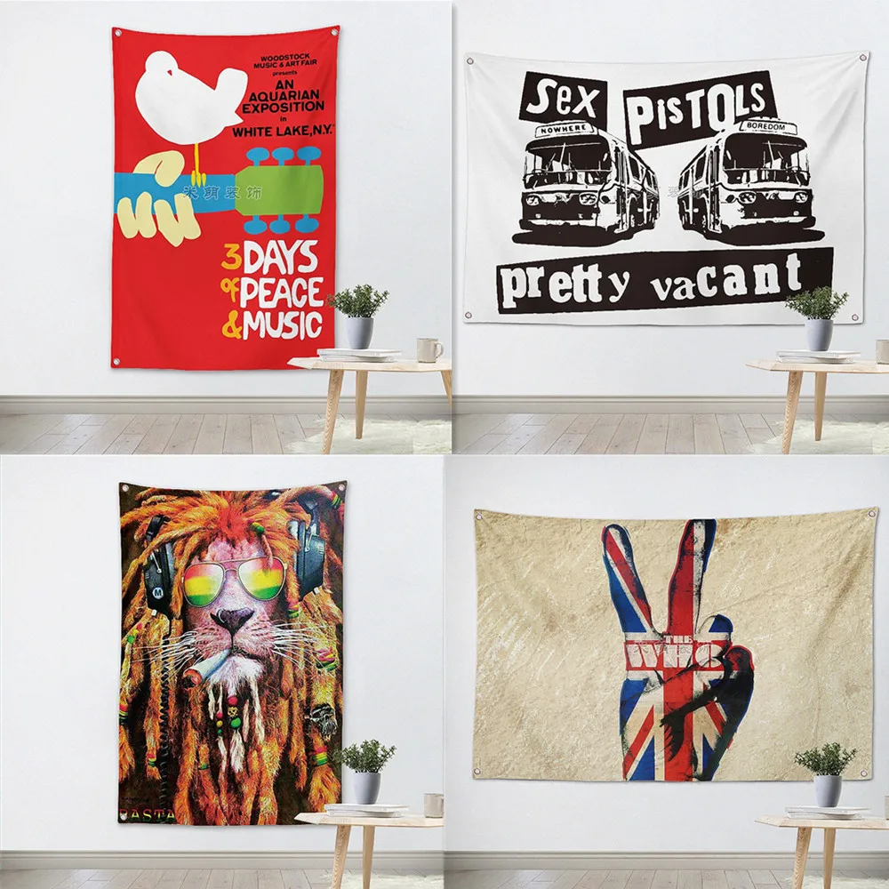 

Heavy Metal Music Banner Flags Bar Cafe Home Decoration Vintage Rock Band Poster Top Canvas Painting Print Painting Wall Sticker