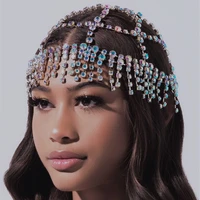 luxury handmade tassel rhinestone bridal head chain hair jewelry hat for women crystal forehead headpiece flapper cap head band