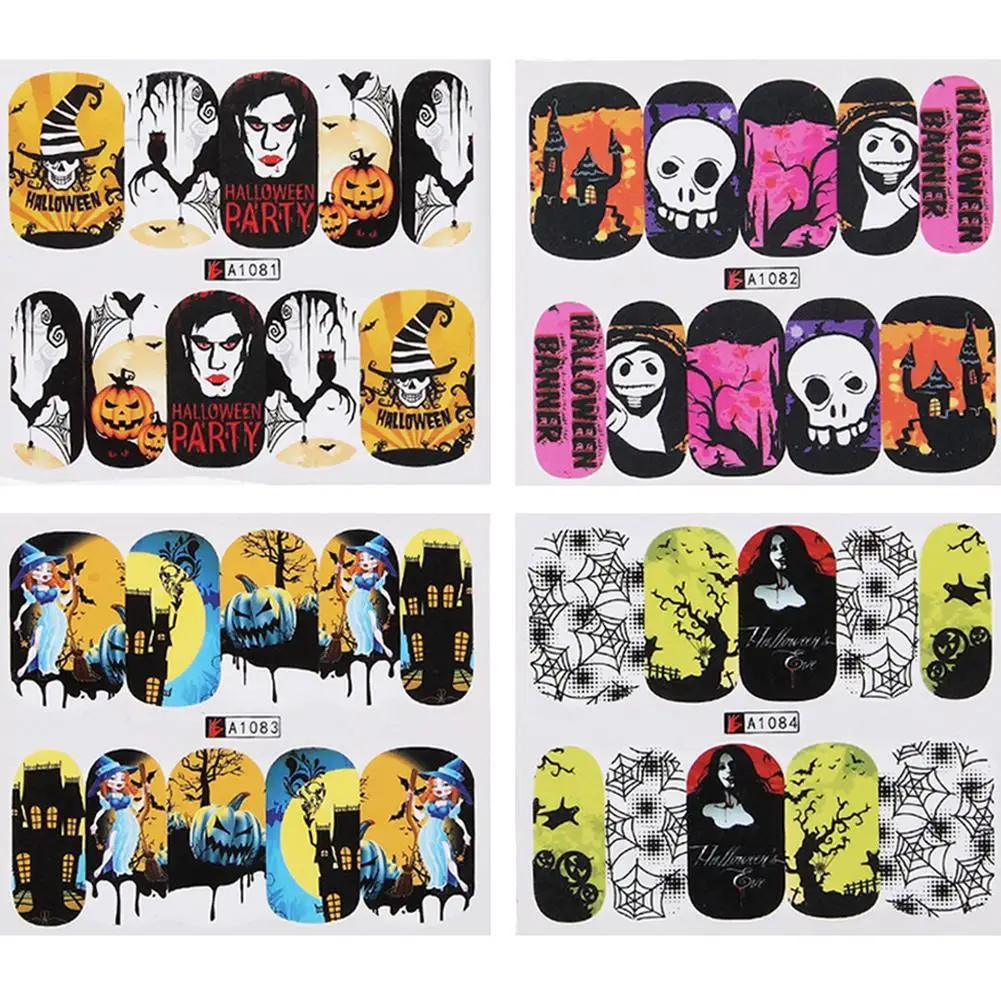 

NEW 48 Sheets Nail Halloween Christmas Art Designs Water Transfer Mixed Nail Stickers Decal Manicure Decoration Beauty Nail Tool