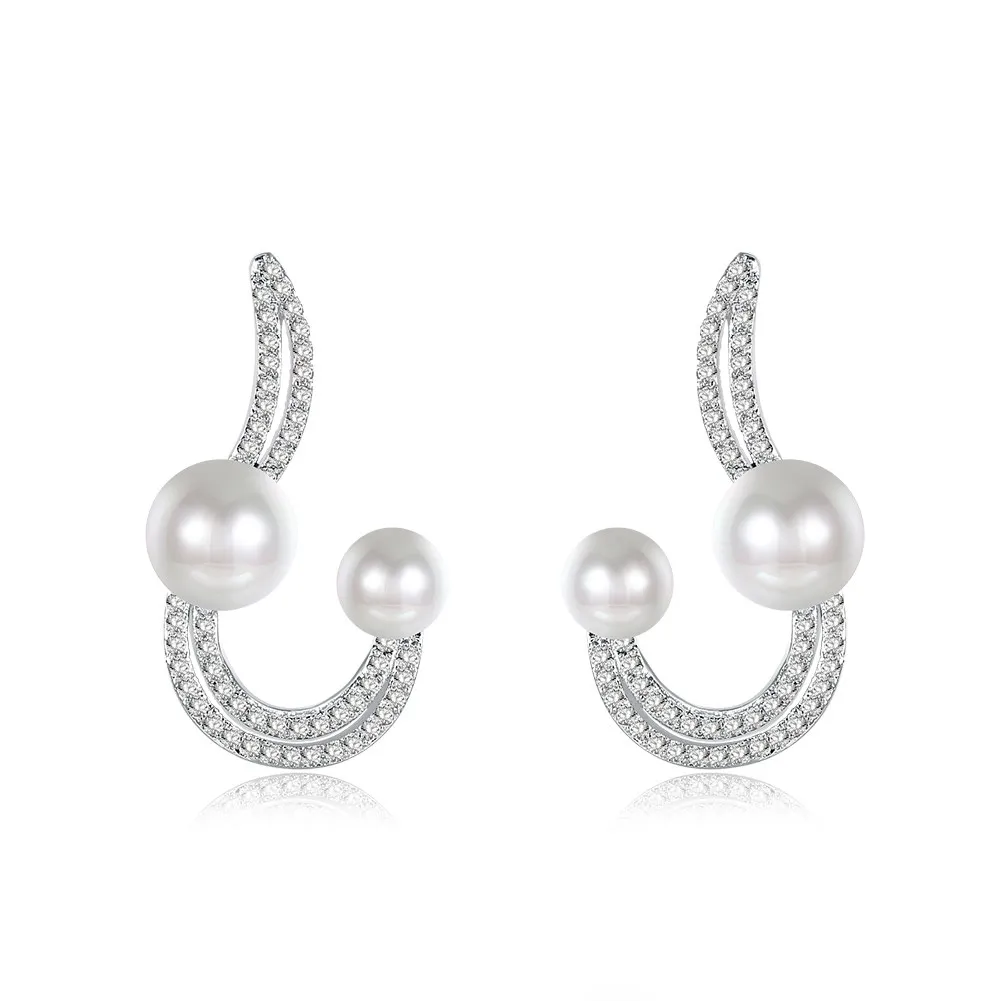 

Fashion Earrings Plated Platinum Earrings Wholesale Pearl Decoration Jewelry