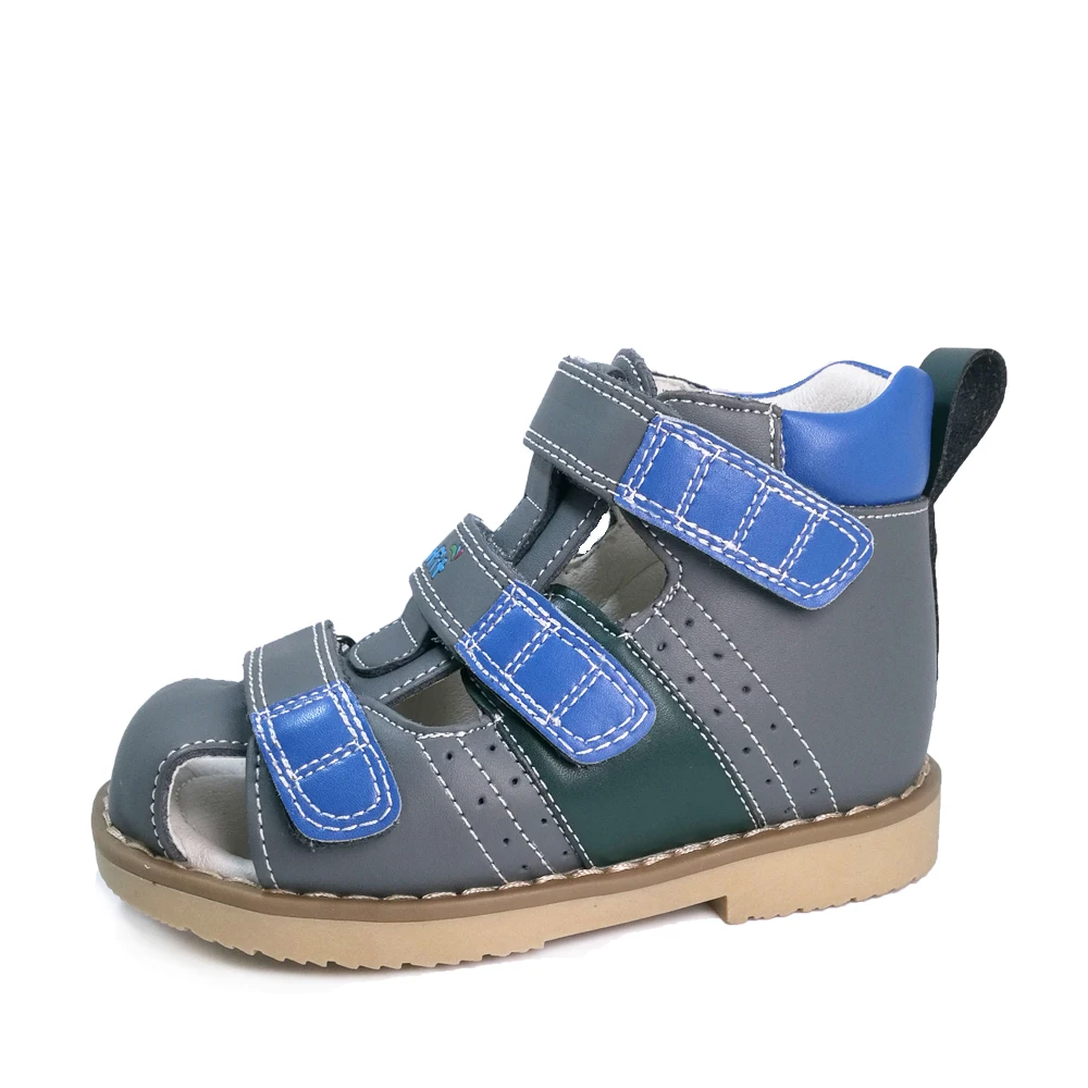 Ortoluckland New Boys Orthopedic Genuine Leather Shoes Closed Toe Toddler baby Sandals Shoes With Arch Support Skin Sole