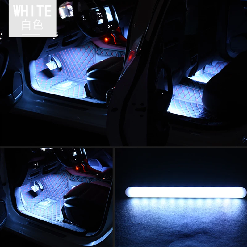 

Car RGB LED Atmosphere Light with Music Voice Sound Control Auto RGB Pathway Floor Ambient Light Strip12V Interior Decorative