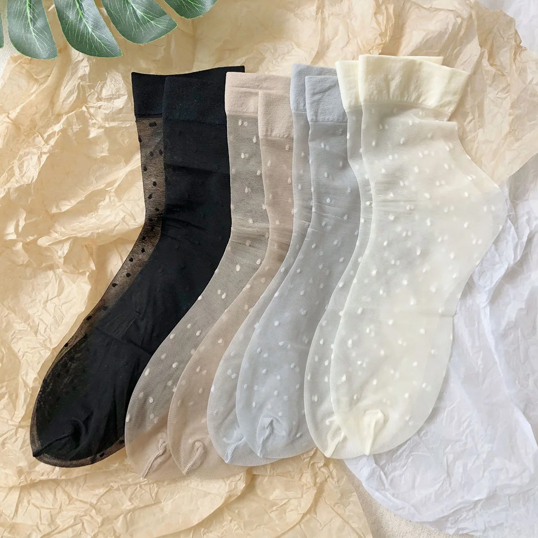 

Hipster Harajuku Ankle Ladies Socks Women Fashion Transparent Breathable Dot Socks Short Female Summer Women's Socks