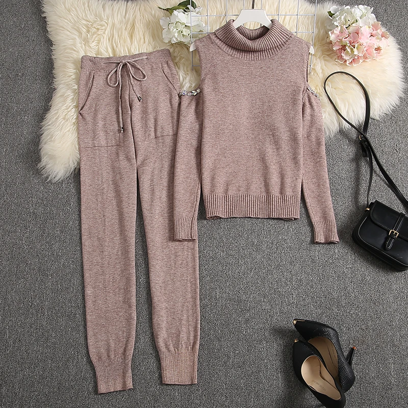 ALPHALMODA 2019 осень зима женские новые спортивные костюмы с открытыми плечами