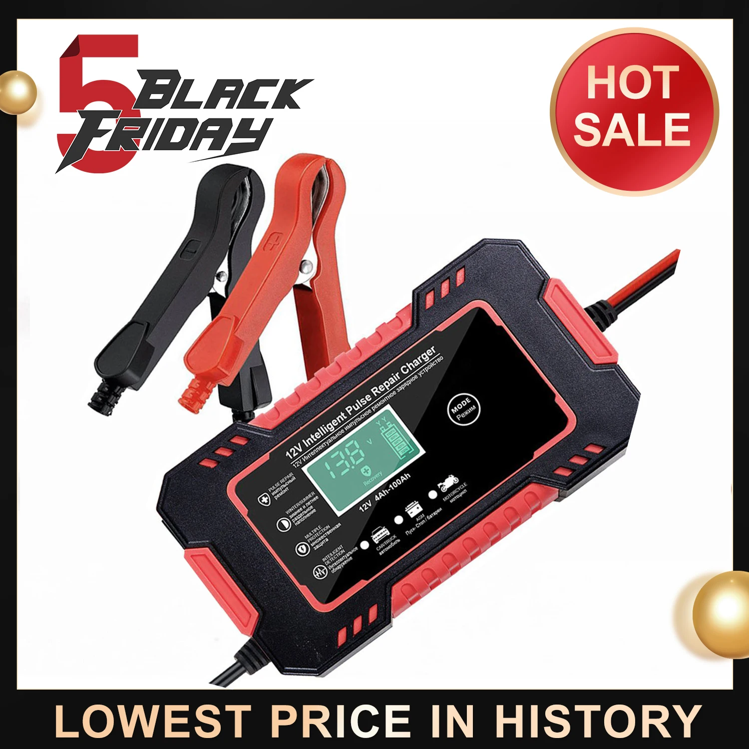 

Зарядное устройство для автомобиля, мотоцикла, свинцово-кислотного аккумулятора, 12 В, 6 А