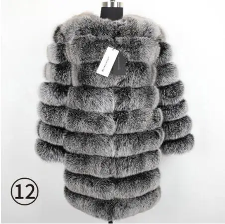 long coat 7 Женская мода осенний зимний стиль настоящая лисица пальто жилет тонкий круглый вырез зимний женский натуральный мех куртка пальто жилет - Цвет: long coat 7