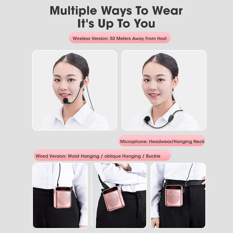 UHF мегафон микрофон Портативный усилитель голоса Учитель Беспроводной TF AUX