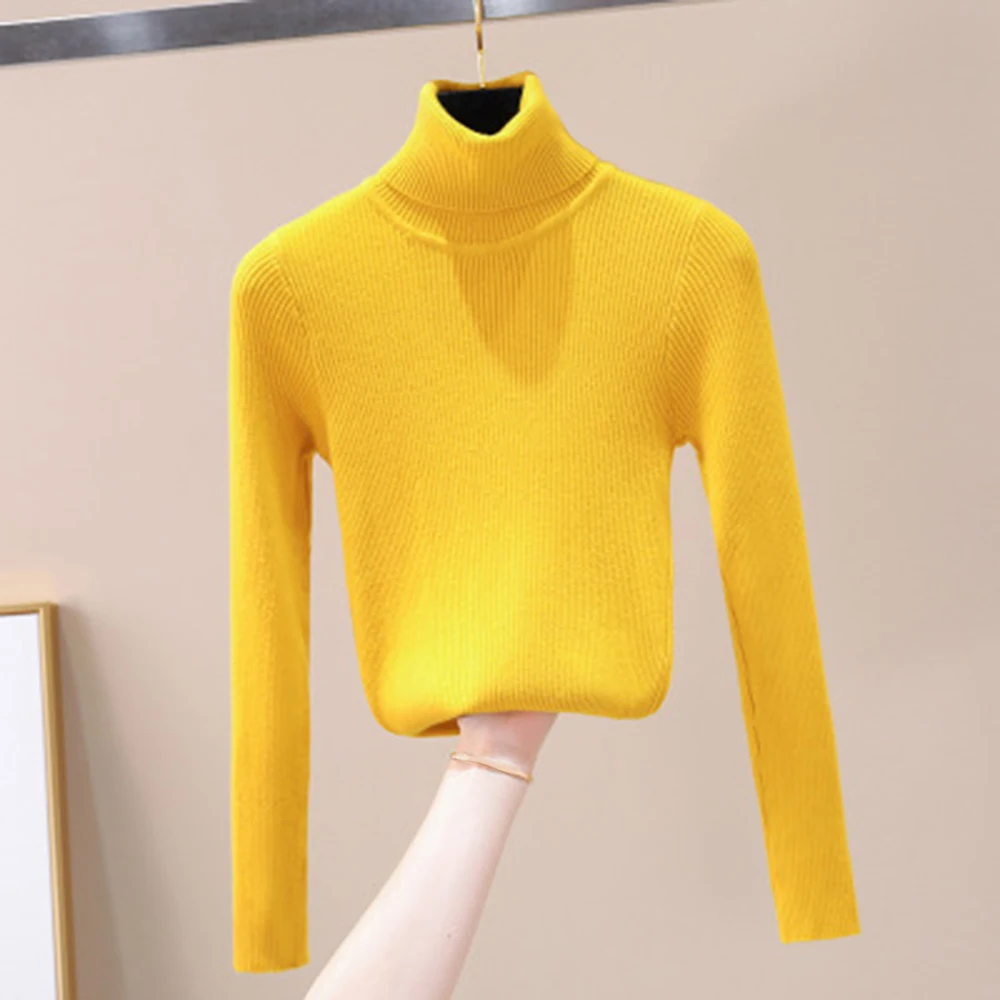 

2020 Autumn Winter Women Knitted Turtleneck Sweater Soft -neck Jumper Fashion Slim Femme Elasticity Pullovers