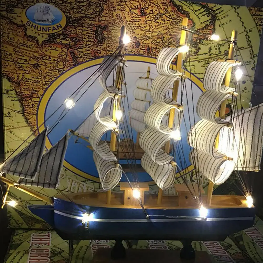 Светодиодный ная деревянная парусная лодка ручной работы Классическая