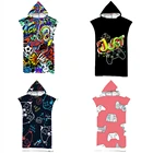 Настраиваемое быстросохнущее пляжное полотенце из микрофибры, купальники с капюшоном для серфинга, купальник серии 3D с принтом, пончо, дорожный банный Халат