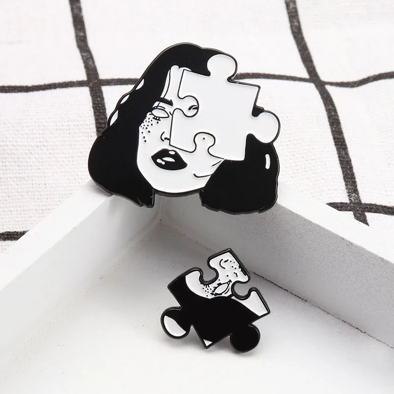 Женская эмалированная брошь в форме пазла буквы головоломка броши значки сумки