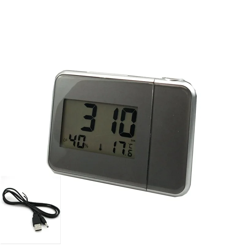 Smart Creative Silent Mirror Projection Clock Display Temperature and Humidity Snooze Multi-function LED Alarm | Дом и сад