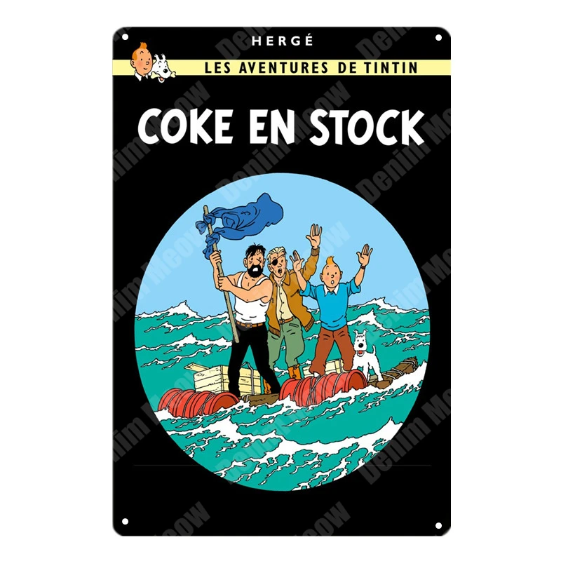 M Tintin мультфильм металлическая Оловянная вывеска Альфа арт живопись магазин настенный стикер домашний декор Tintin фильм плакат Бар Винтаж железные тарелки MN120 - Цвет: M
