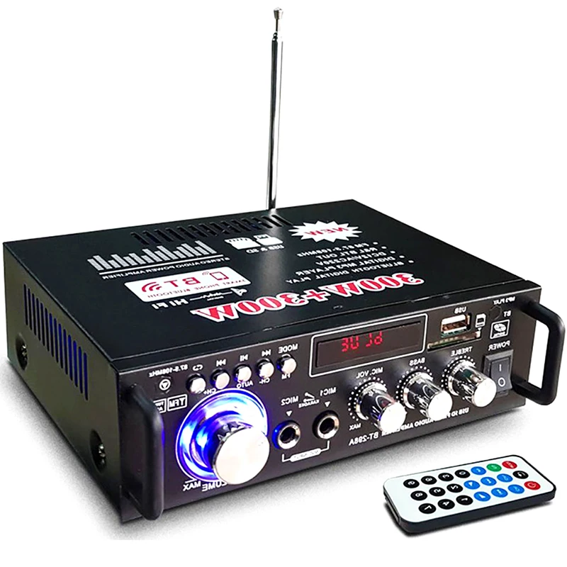 Цифровой Hi-Fi аудио усилитель мощности 12 В/220 В BT-298A 2 канала ЖК-дисплей FM-радио для