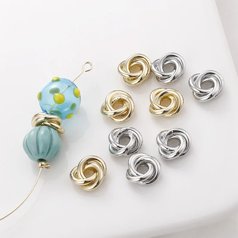 

Copper Geometry Winding Knot Spacer Loose Beads 2pcs For DIY Fashion Bracelet Jewelry Making Accessories