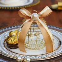 wedding candy box tinplate pearl ribbon bird cage gift bags with handles chocolate favor boxes packaging gift box party supplies