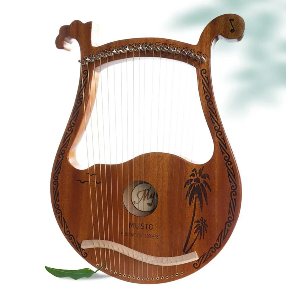 

19 Strings Lyre Harp Wooden Mahogany Music Instrument Gift With Tuning Wrench Piano Harp Metal Strings Solid Wood Body Gifts
