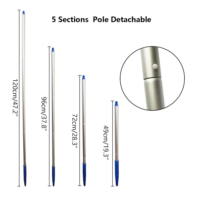 

6 Pcs Swimming Pool Skimmer Net Telescopic Pole Leaf Skimmer Net & 1 Set Solar Lights, Multicolor String Lights