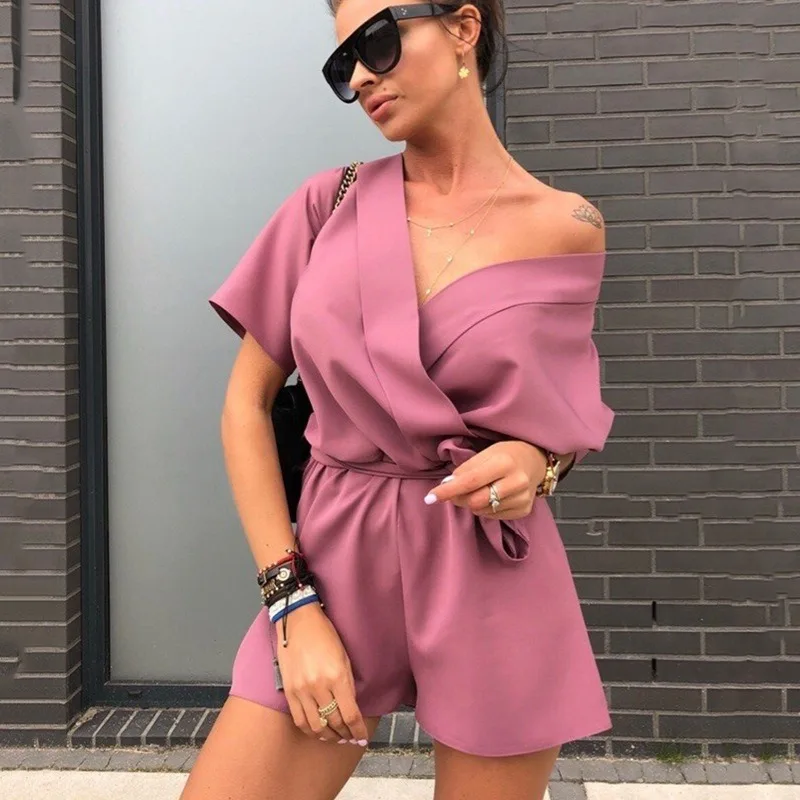 2020 летний женский новый сексуальный комбинезон с треугольным вырезом Модный