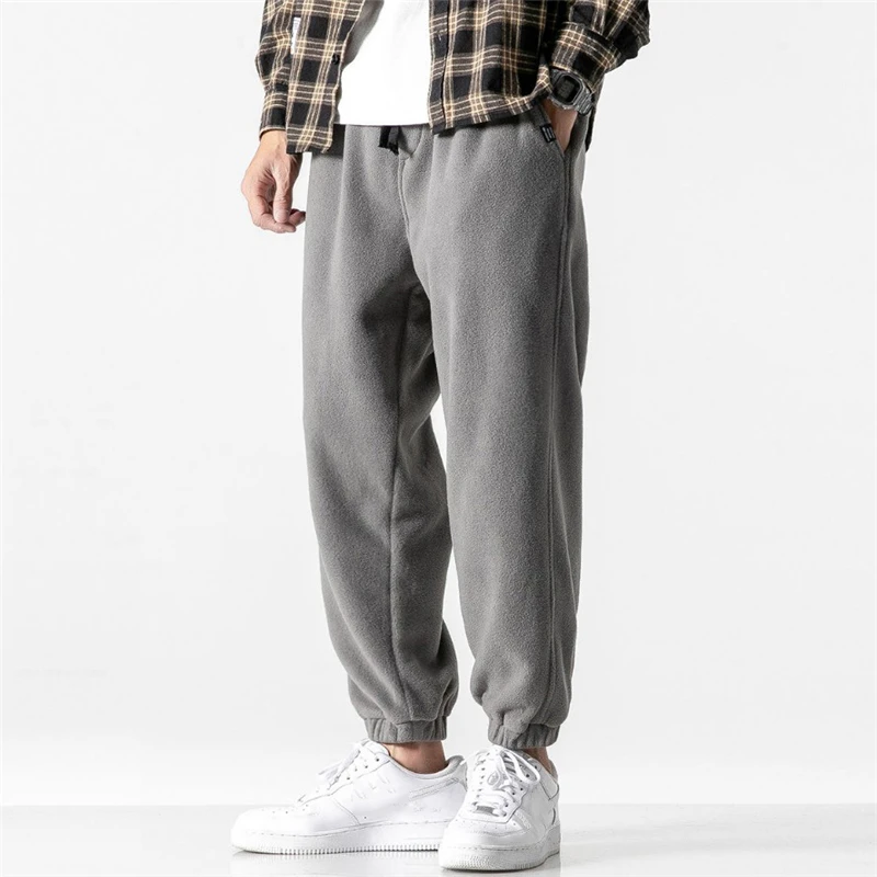 Свободные штаны для бега New2022, мужские новые модные флисовые осенне-зимние теплые спортивные брюки, мужские уличные прямые брюки